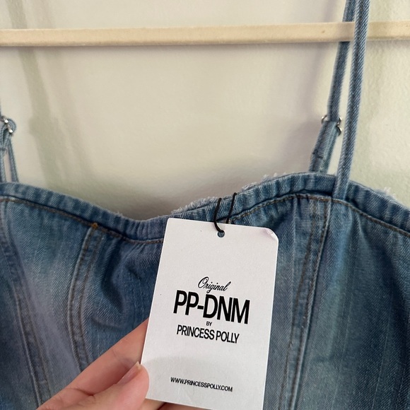 Princess Polly Vihaan Top Blue Wash - New With Tags - Picture 9 of 11